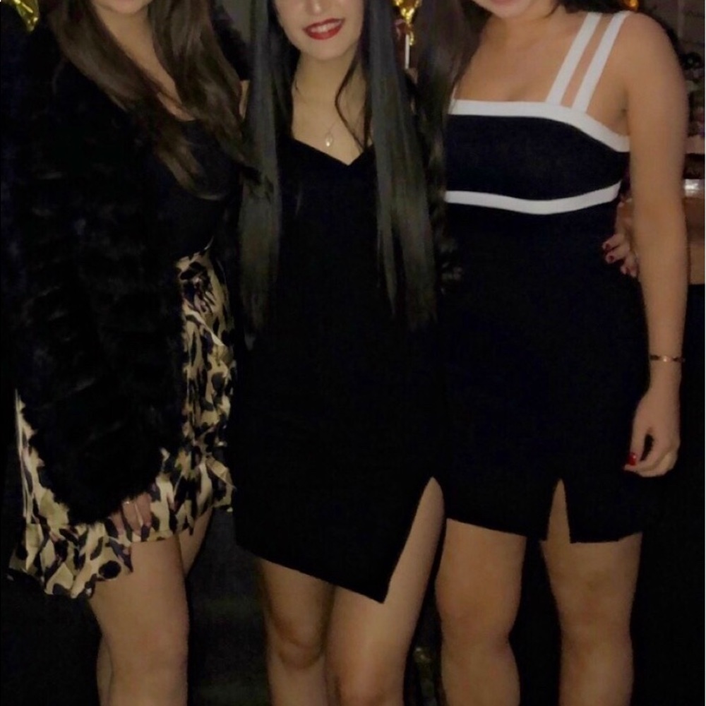 Black and white revolve mini dress